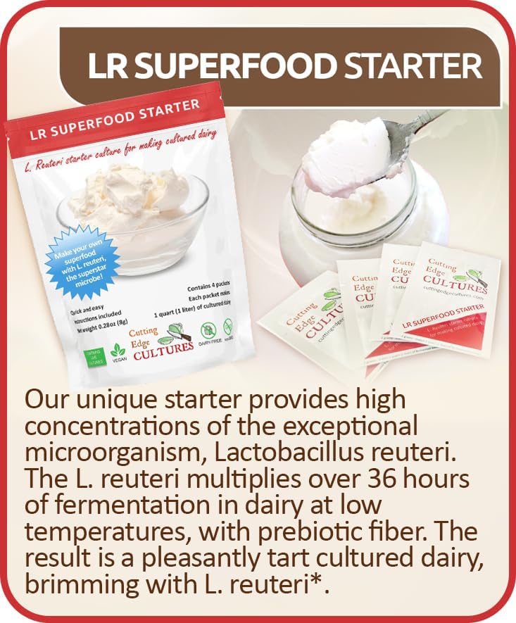 LR SuperFood Starter Culture L. Reuteri ProBiotic As Recommended by Dr William Davis Super Gut, MD Cultured Dairy Low and Slow Yogurt Lactobacillus