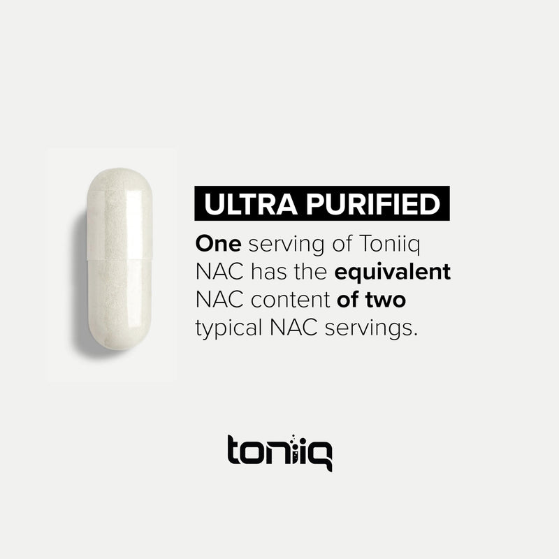 Toniiq 1300mg NAC - 2 Month Supply - Min. 98%+ Tested Purity - Ultra High Strength Bioavailable NAC Cysteine Supplement - 120 Vegetarian N Acetyl Cysteine Capsules -Lab Tested TQ 120 count (Pack of 1)