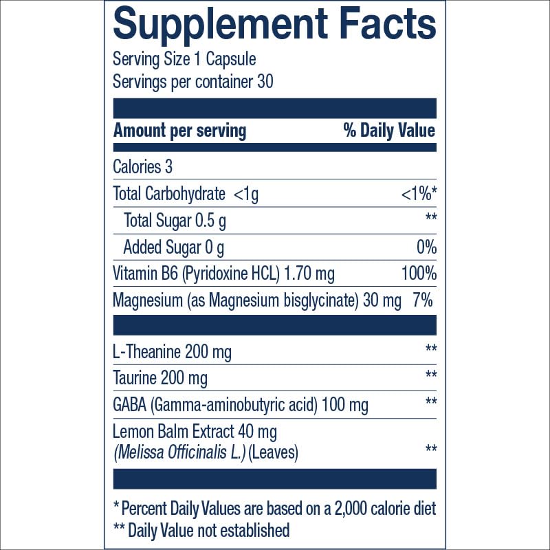 Wiley's Finest Relax Focus, GABA to Support Stress, 30 Capsules | Magnesium, Lemon Balm, Vitamin B6 & Taurine, Daily Supplement for Stress Support, Includes L-Theanine