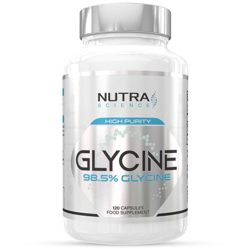 Glycine Supplement 98.5% Concentration | Highest Purity Glycine Capsules in the UK | 1,300mg Glycine Powder Amino Acid Supplements 2 Month Supply 120 Caps