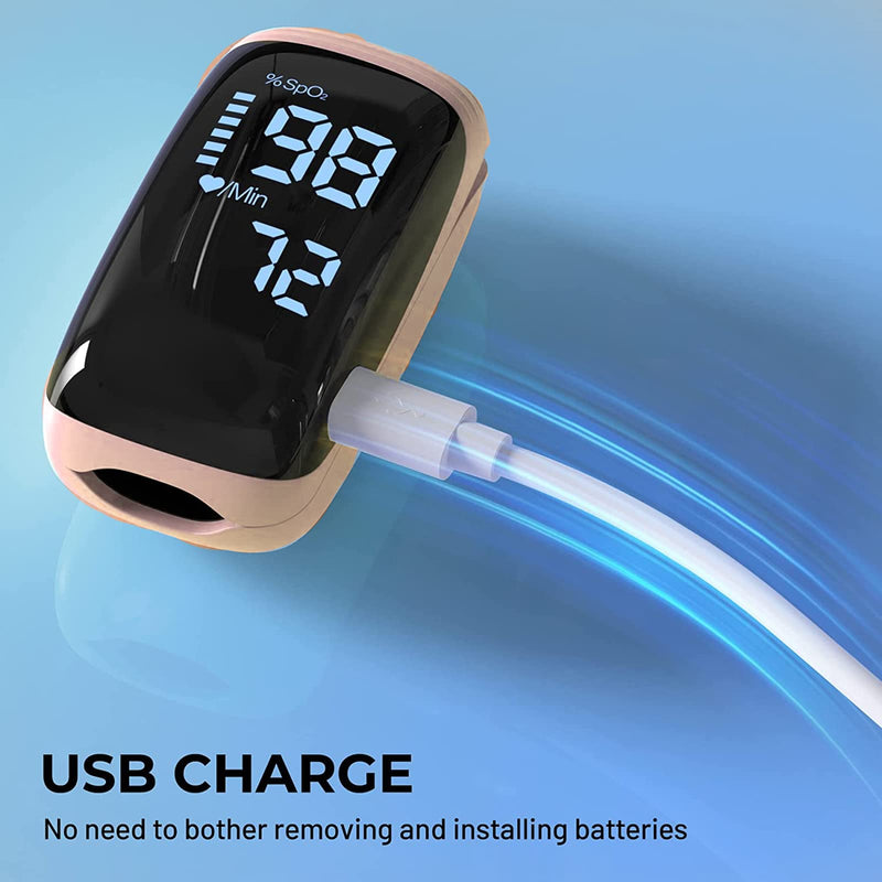[Australia] - Pulse Oximeter Fingertip with Rechargeable, Oxygen Meter Finger Pulse Oximeter, Rechargeable Pulse Oximeter, Accurate Fast Oximetry SpO2 Reading for Outdoor Sports Home Wide Use (Pink) 