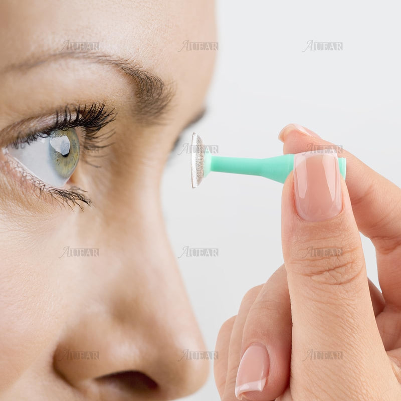[Australia] - AUEAR, Pack of 10 Soft Silicone Contact Scleral Lens Insertion Tool Plunger Remover Contact Plunger for Soft Hard Lenses Green Color 