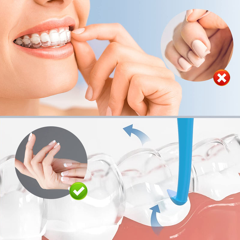 ARGOMAX - Aligner Removal Tool, 10 Invisible Braces Removal Tools, Retainer Remover Tool, Suitable for Removing Braces, Trays, Retainers, Dentures and Aligners(Blue). Regular size 10pcs Light blue