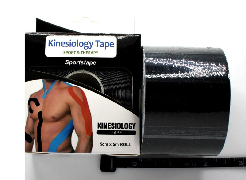 3-Pack, Waterproof Kinesiology Tape 2" x 16.4' for Pain Relief & Muscle Support - Latex-Free Athletic & Therapy Tape 3-black