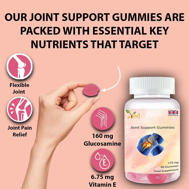 [Australia] - Ved Joint Support Supplement Gummies Extra Strength Glucosamine Gummies for Adults, Men and Women, Joint Support Gums, 173 mg Per Serving, 60 Gummies (60 Day Supply) 