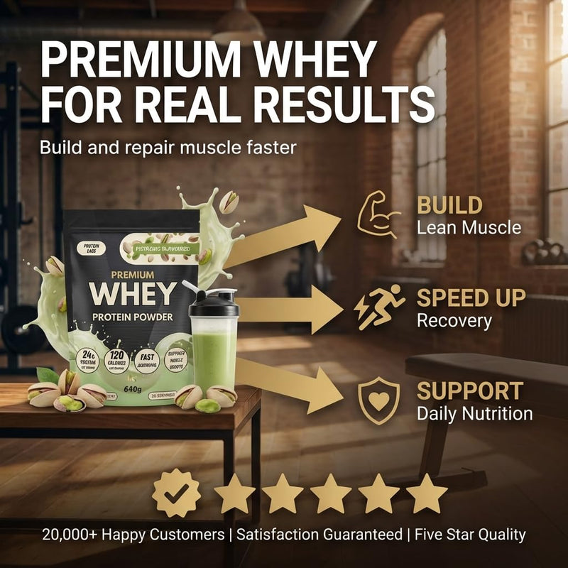 Whey Protein Powder – Fast Absorbing Whey Protein for Muscle Building & Recovery, 24g Protein Per Serving, Low Calorie Protein Shake, 20 Servings (640g) (Pistachio) Pistachio