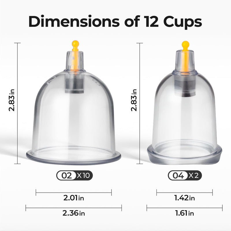 [Australia] - Scienlodic 12pcs Cupping Set,Electric Cupping Therapy Set with Pump,Professional Vacuum Cupping Suction Cups Portable One-Key Start, Body Massage Pain Relif for Home, Salon Use 12cup 