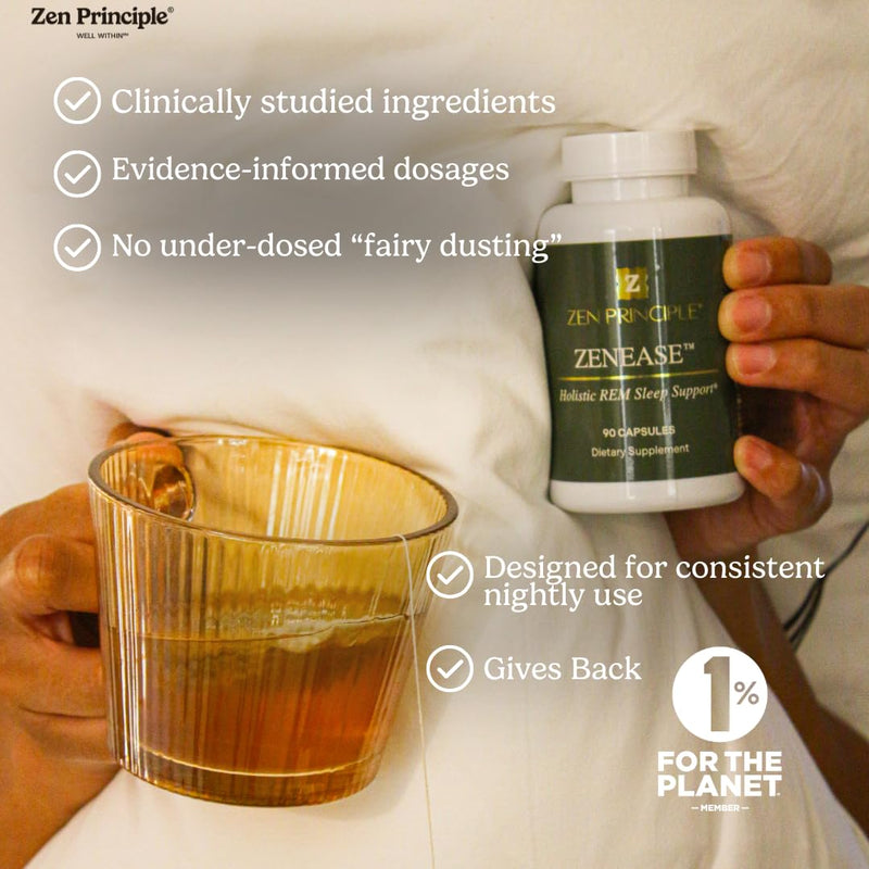 Zen Principle Zenease Sleep Support with Magnesium Glycinate, Ashwagandha KSM-66®, Saffron, L-Theanine & GABA – No Melatonin, Natural Stress Relief & Sleep Aid. 180 Capsules 2