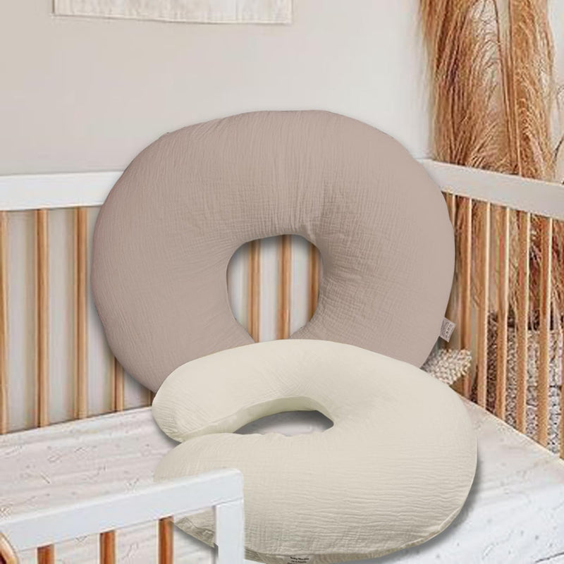 Nursing Pillow Cover,Muslin Cotton,Removable Cover for Breastfeeding Pillows, 2-Pack Pillow Covers, Ultra-Soft Baby Nursing Pillow, Fits Newborn Feeding Pillow 22.5IN*18IN (Sand) Wheat