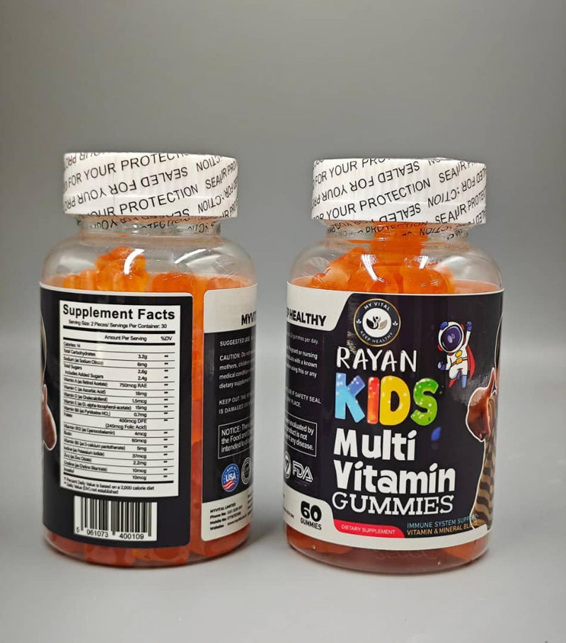 Rayan Kids Multivitamin Gummies | 60 Gummies | Daily Immune Support | Vitamin & Mineral Blend | MyVital Keep Healthy