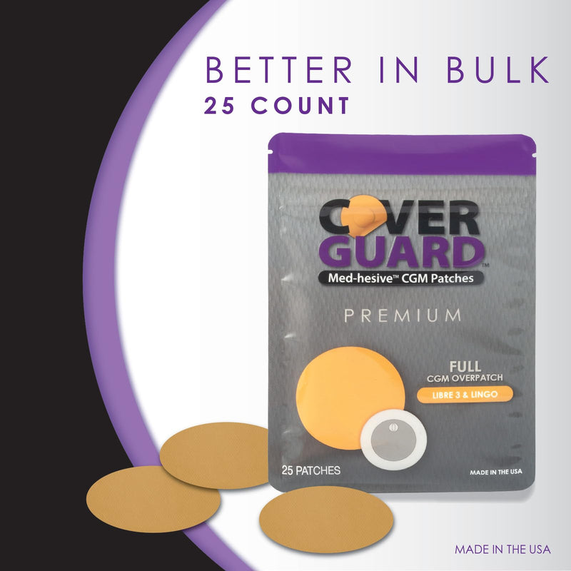 [Australia] - CGM Overpatch | Freestyle Libre 3 | Tan Full Coverage Design| 25-Count | Waterproof Adhesive | Anti-Fray | Easy Application & Removal | Made in USA | Sensor Protection 