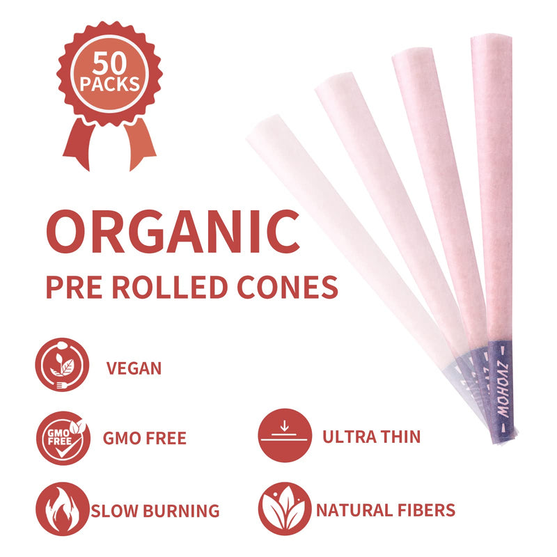 [Australia] - Pink Pre rolled Cones 50 PACKS - 4.25inch Classic King Size Rolling Paper With Packing Sticks and Tips- Pink Cones Rolling Paper (50Packs) 50packs 