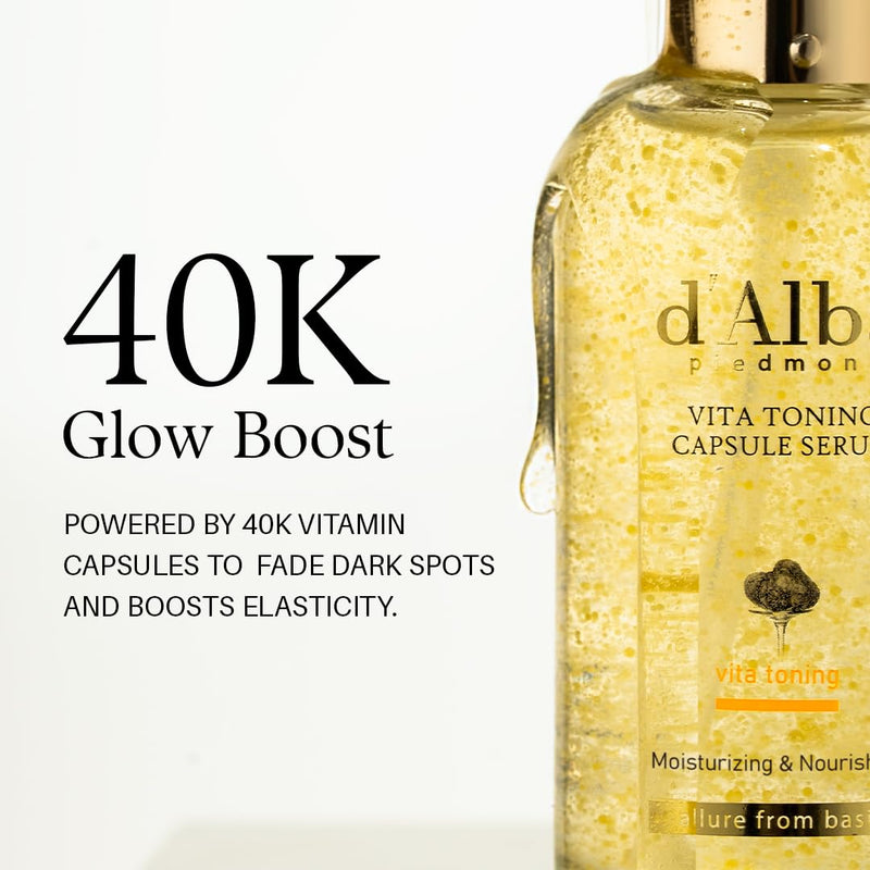 d'alba Piedmont Vita Toning Capsule Serum, Big Size (3.38fl. oz.) | Daily Lightweight Vita Boost for Luminous Skin, Double Vitamin Formula, Dark Spot Care, Even Skin Tone, Korean Skincare