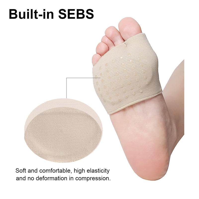 [Australia] - Ruayia Bunion pad forefoot, reusable forefoot pad, fabric forefoot pads, non-slip feet soles, ball of foot metatarsal cushion, high heel insoles pads - skin color - S 