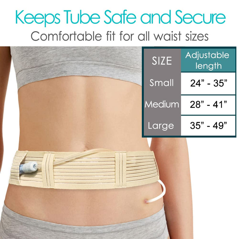 [Australia] - [2 Pack] PD Dialysis Belt Breathable Peritoneal Dialysis Accessories Peg J Tube Catheter Belts Holder Feeding Tube Supplies for Stomach Women Men Adults Beige Medium (Pack of 2) 