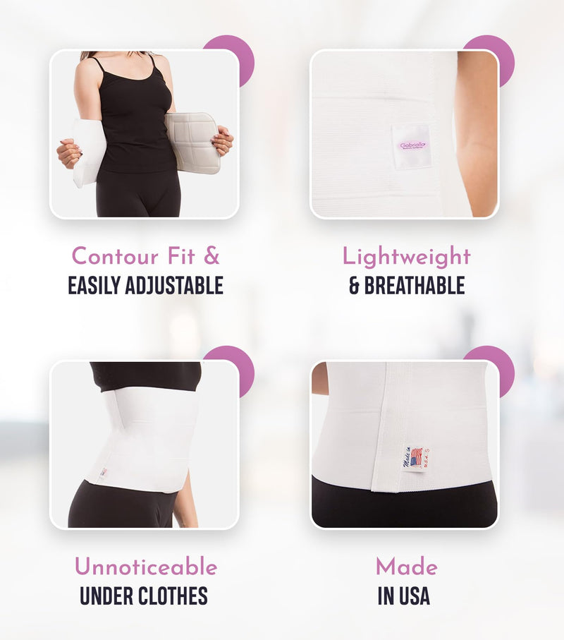 GABRIALLA Breathable Abdominal/Back Support Binder : White Small, Up to 34", (G AB-309 S)