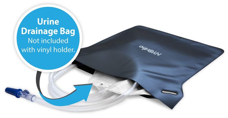 [Australia] - NYOrtho Urinary Drainage Bag Holder - Black Vinyl Catheter Bag Covers with Adjustable Straps - Privacy Bag for Urine, Nephrostomy, or Foley Bags - Hangs Discreetly Under Wheelchair, Geri-Chair, Bed Single (1) 
