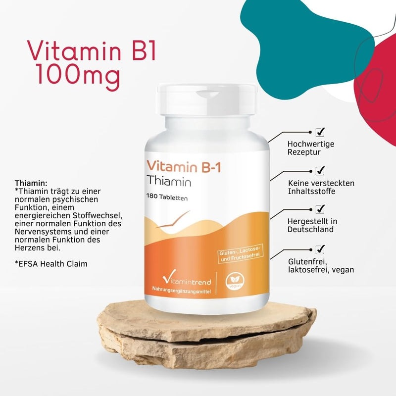 [Australia] - Vitamin B1 (thiamine) 100mg -180 vegan tablets! 6 MONTH SUPPLY! High dosage | Vitamintrend® 