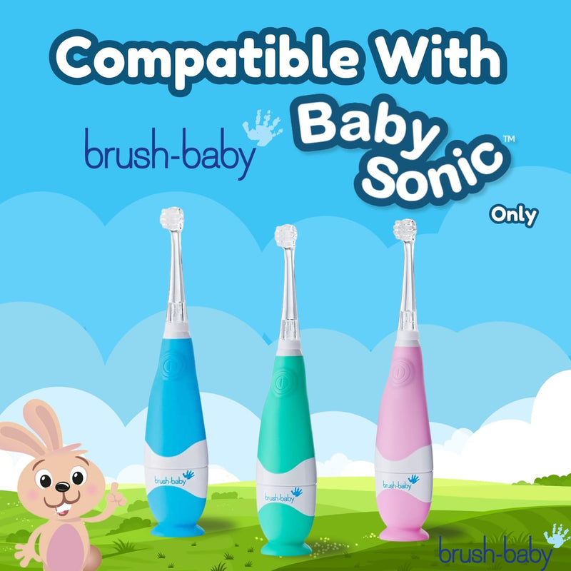 [Australia] - Brush-Baby - Replacement Heads for BabySonic Electric Toothbrush, 18-36 Months - Soft, Gentle Brush Heads for Baby Teeth & Gums - Toddler Toothbrush Head, BPA-Free, Toddler Oral Care - 4 Pack 18-36 Month (Pack of 4) 