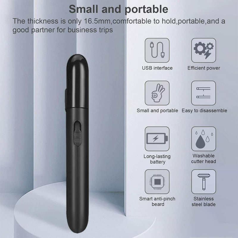 Foil Shaver for Men Multifunction Stubble Trimmer with Pop-Up Sideburn Razor Cordless USB Rechargeable Mini Travel Shaver for Beards & Facial Hair Black