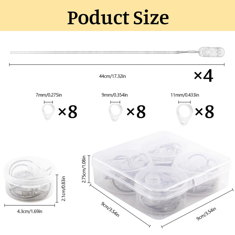 Hearing Aid Clips and Lanyards Kit - Anti-Loss Safety Retainer Cord with 24 Silicone Loops (7/9/11mm) & Storage Case - Grey BTE Hearing Aid Accessories for Seniors, Adults