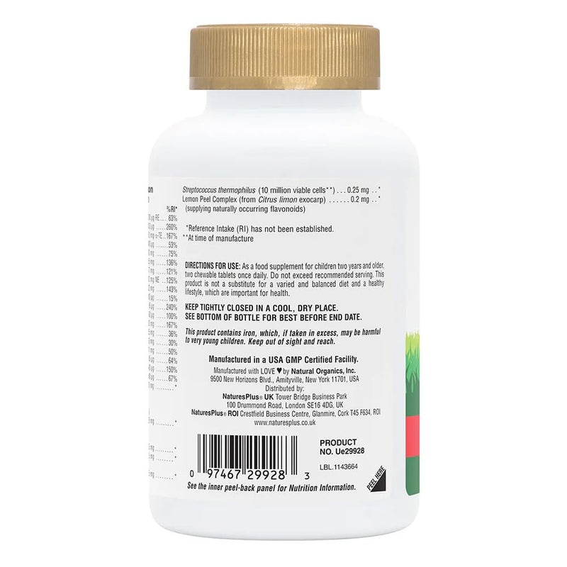 [Australia] - Natures Plus Animal Parade Gold Children's Multivitamin - Assorted Cherry, Orange & Grape Flavors - 120 Chewable Animal-Shaped Tablets - Vegetarian, Gluten Free - 60 Servings 