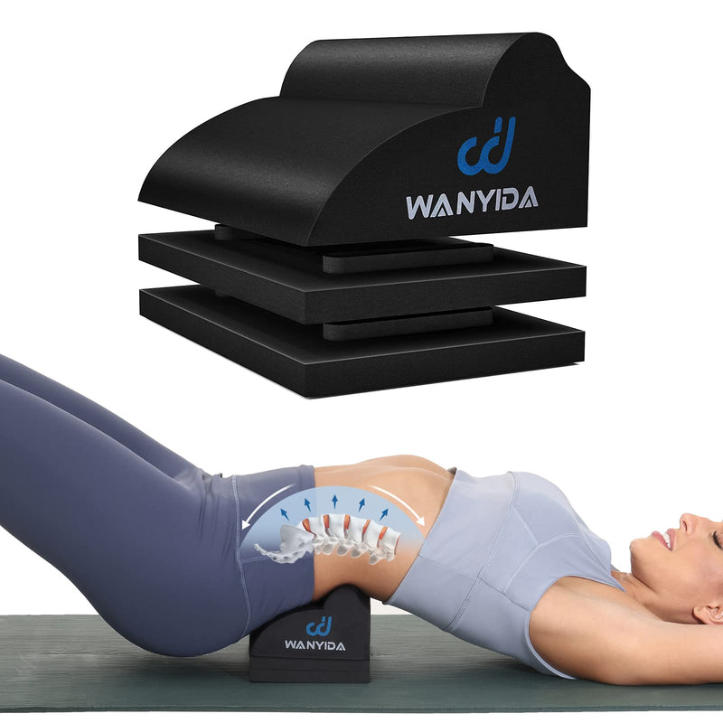 [Australia] - WANYIDA Lumbar Orthotic Traction Roll Device, Lower Back Stretcher for Pain relief, Back Traction for Lumbar Decompression, 3 Height Adjustable Lumbar Stretcher, Chiropractic 