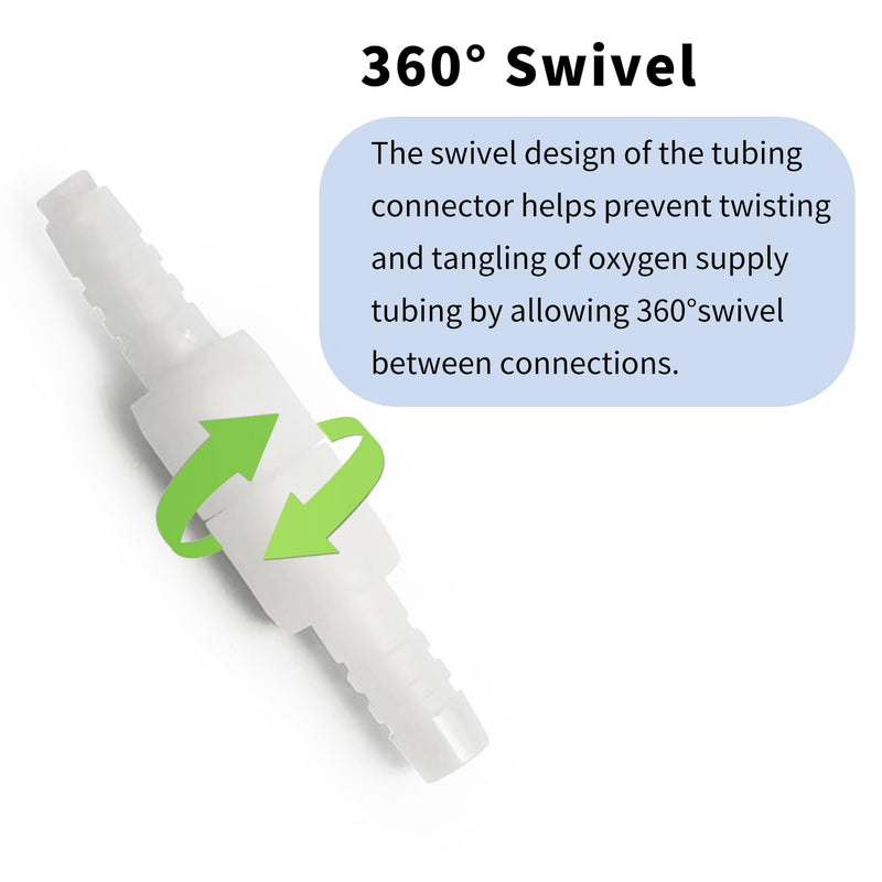 [Australia] - Oxygen Tubing Swivel Connectors 10-Pack, Seamless Swivel Connections for Cannula or Tube, 360-Degree Rotation, Standard Size - Male/Female 