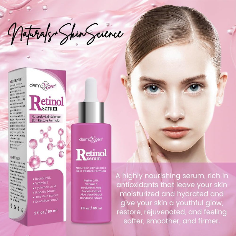 2.5% Retinol Serum for Face - Anti Aging Treatment with Hyaluronic Acid & Vitamin E - Nighttime Retinol Serum for Face - Hydrating Formula for Fine Lines & Wrinkles - 2 Fl oz 1.7 Ounce (Pack of 1)