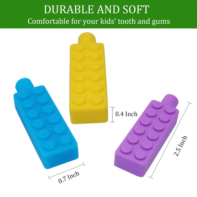 [Australia] - Chewable Pencil Toppers for Sensory Kids Boys and Girls (6 Pack), Silicone Rainbow Chew Toys for Chewers with Special Oral Motor Needs, Chewing Brick Tools Fidget Stim Toy for Autism Children Student 