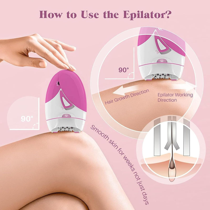 [Australia] - Epilator for Women, Smooth Glide Epilator Facial Hair Remover for Women with 2 Speed & LED Light, Electric Facial Hair Removal Suitable for Face, Bikini Areas, Underarms, Arms, Legs 