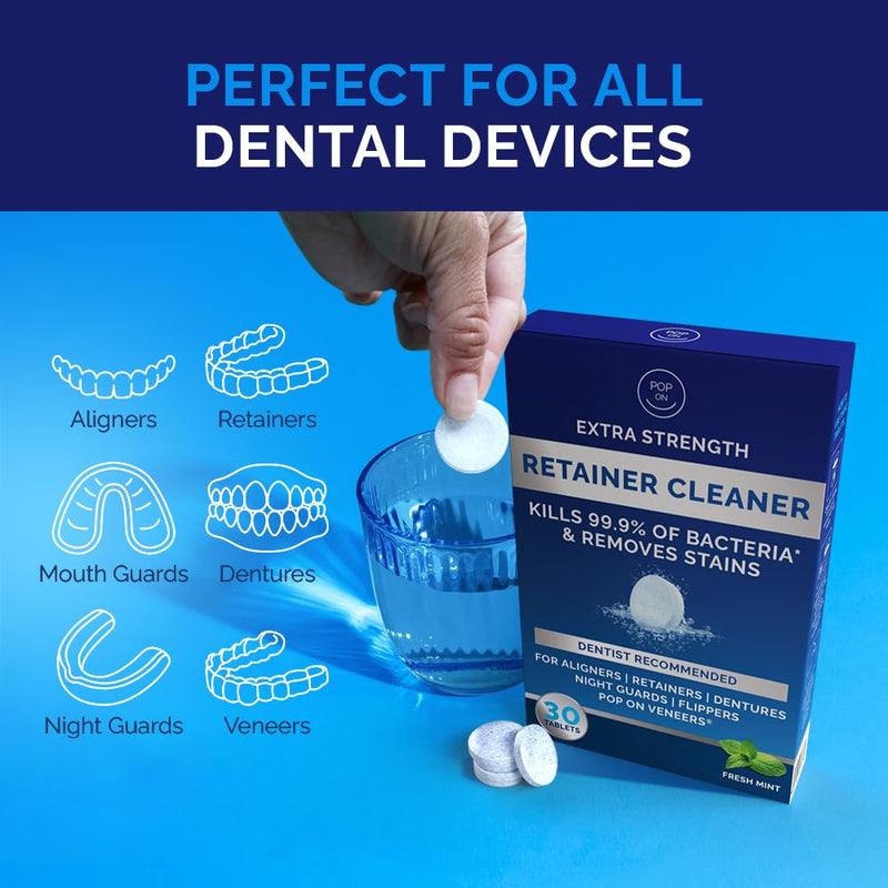 [Australia] - Retainer Cleaner Tablets for Invisalign Approved for Ultrasonic Cleaners - 30 Denture Cleaning Tablet for Aligners, Night Guard, Mouth Guard - Denture Cleaners Tablet 1-Month Supply 30 Count (Pack of 1) 