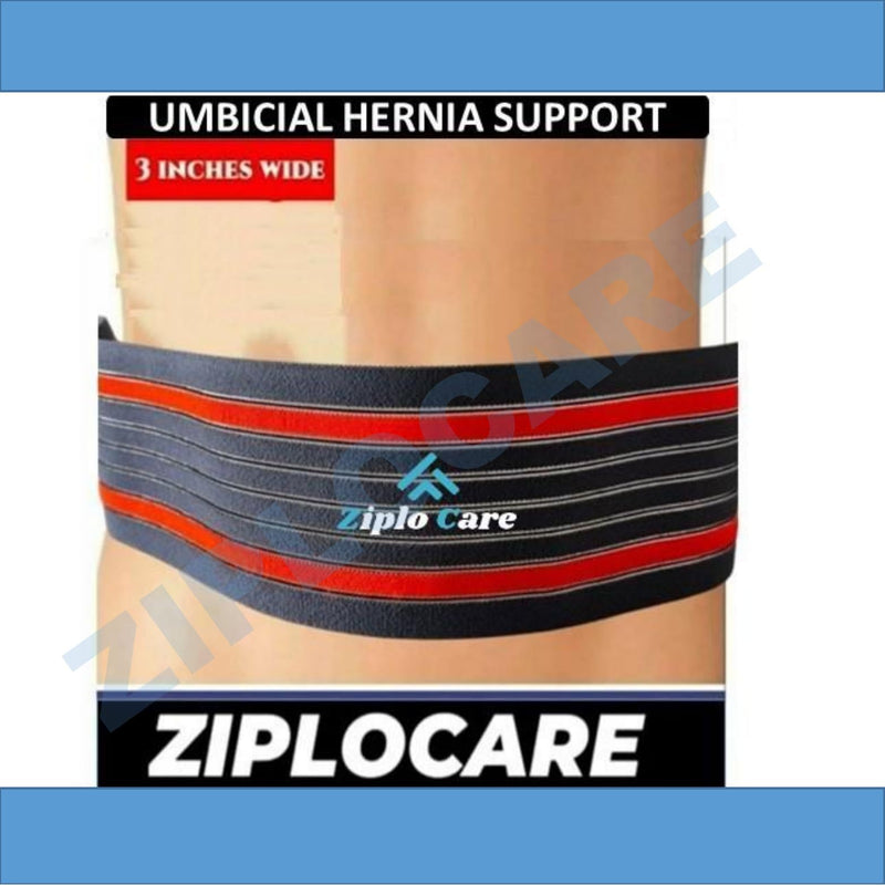 Umbilical Hernia Support Belt for Men | Adjustable Abdominal Binder | Breathable Compression Wrap for Navel Hernia, Post-Surgery Recovery & Belly Button Pain Relief (Black & Red, X-Large) Black & Red
