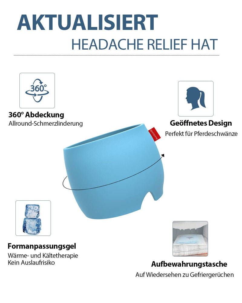 [Australia] - Comfytemp Migraine Mask Gel Cooling Mask, Stretchy Cooling Hat Sleep Mask, Cold Compression Therapy Cool Pack Face, Ice Cap for Headaches, Swollen Eyes, Sinuses, Nervousness Blue 