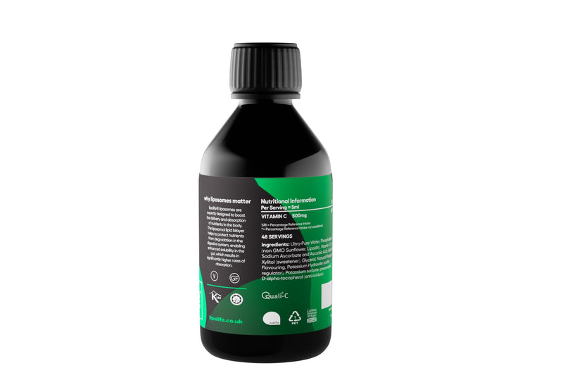 Liposomal Vitamin C - 500mg | High Strength Pineapple Flavour | 48 Servings | LVC4 | Higher Absorption, Scientifically Proven | Advanced Nutrient delivery | Made in UK by lipolife 250 ml (Pack of 1)