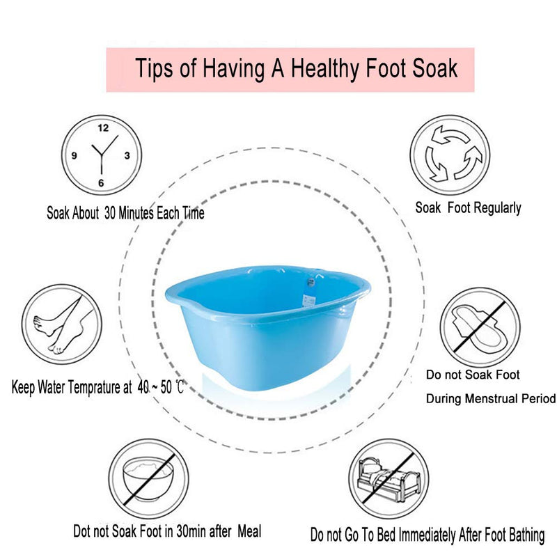 Large Plastic Foot Basin Bath Spa Tub Massage for Soaking Foot,Toe Nails, and Ankles,Pedicure,Improved Sturdy Portable Tub-Blue Blue