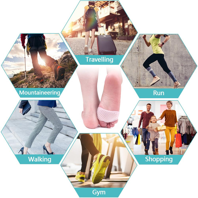 [Australia] - Hilph Silicone Bunion Pads Forefoot Pads Metatarsal Pads, Breathable Foot Pads, Gel Forefoot for Metatarsalgia, Bladder Relief, Atrophy Pain, Pack of 6 