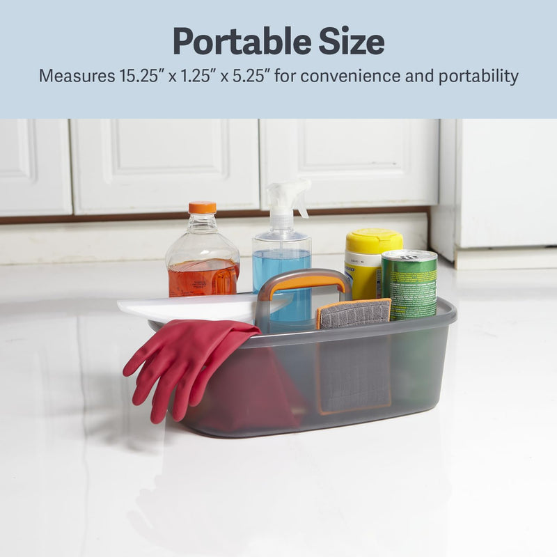 [Australia] - Casabella Plastic Multipurpose Cleaning Storage Caddy with Handle, 1.85 Gallon, Gray and Orange 