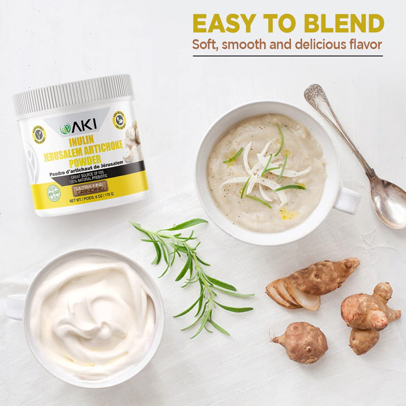 [Australia] - AKI Inulin Jerusalem Artichoke Powder (6oz/170g) Good in Fiber & Prebiotic, Ideal for Coffee, Smoothies, Juice & Other Meals | Vegan, Gluten-Free (Pack of 1) 