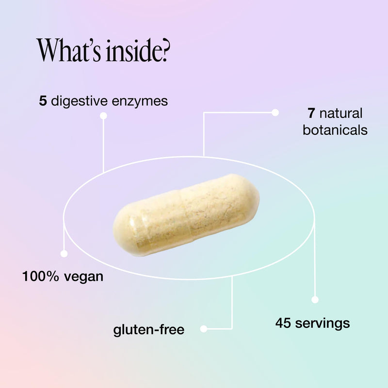 Unfabled Debloat Digestive Enzyme Capsules for Women, 60 Vegan Capsules, 5 Digestive Enzymes - Bromelain, Papain, Protease, Amylase & Lipase, 7 Natural Botanicals including Fennel & Ginger, Made in UK 60 count (Pack of 1)