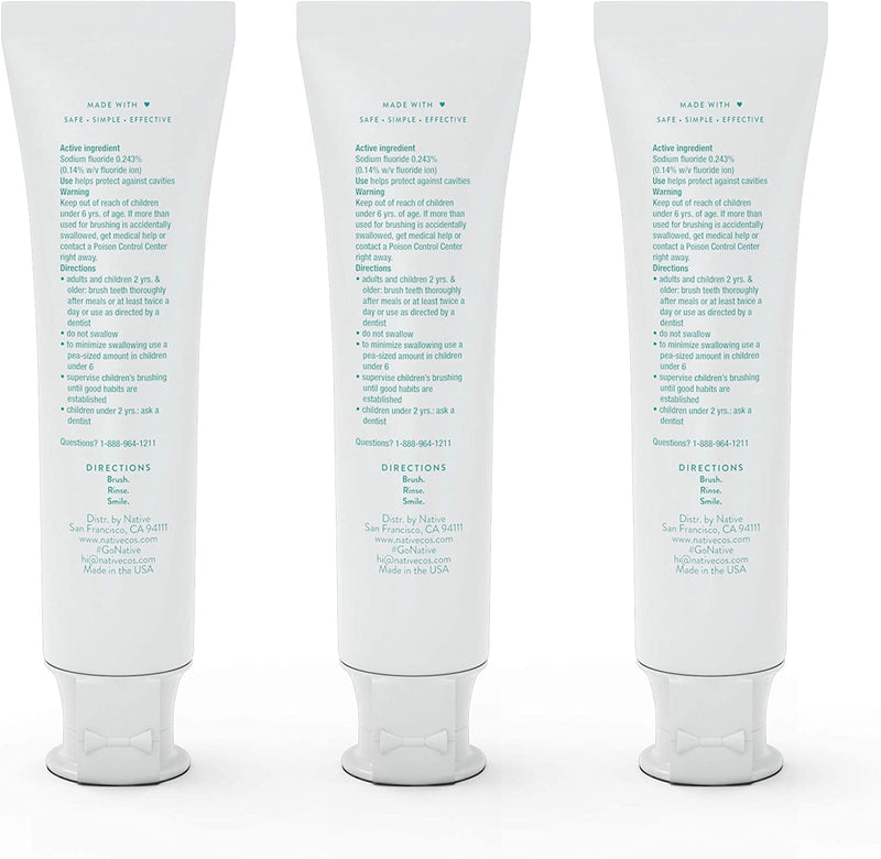 [Australia] - Native Toothpaste Made from Naturally-Derived Cleaners and Simple Ingredients That Safely Whitens Teeth, 4.1 oz, Wild Mint with Fluoride - 3 Count 