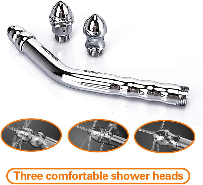 [Australia] - Handheld Shower Enema 5-hole Nozzle Kit - with 150cm Shower Hose for Shower Douche Colonic Cleanse System (Sliver) 