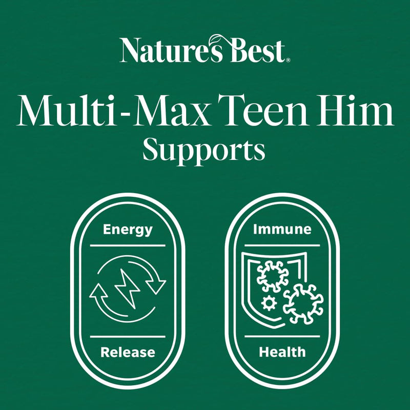 Nature's Best Multi-Max Multivitamin for Teen Him - with Vitamin C, Selenium and Magneisum - Growth & Development Support for Boys 13-19 - UK Made - 90 Tablets (3 Months' Supply)