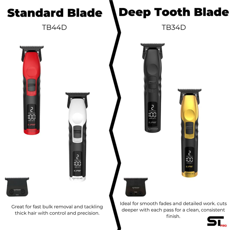 [Australia] - Supreme Trimmer 2Spee ST622 – Cordless Beard & Hair Trimmer for Men | 2-Speed Motor, 180 Min Runtime, Zero-Gap Adjustable Blade, Digital Display, Removable Blade Design Black 