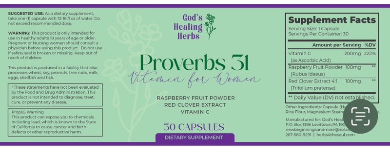 God's Healing Herbs Proverbs 31 Vitamin for Women