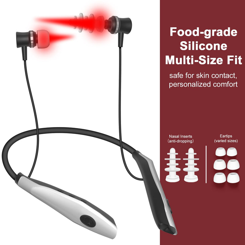 [Australia] - Tilmann Red Light Therapy for Nose and Ears, 2 in 1 Tinnitus Relief for Ringing Ears and Nasal Therapy Device, Ear and Nasal Pain Relief, 650nm, Handsfree Black 