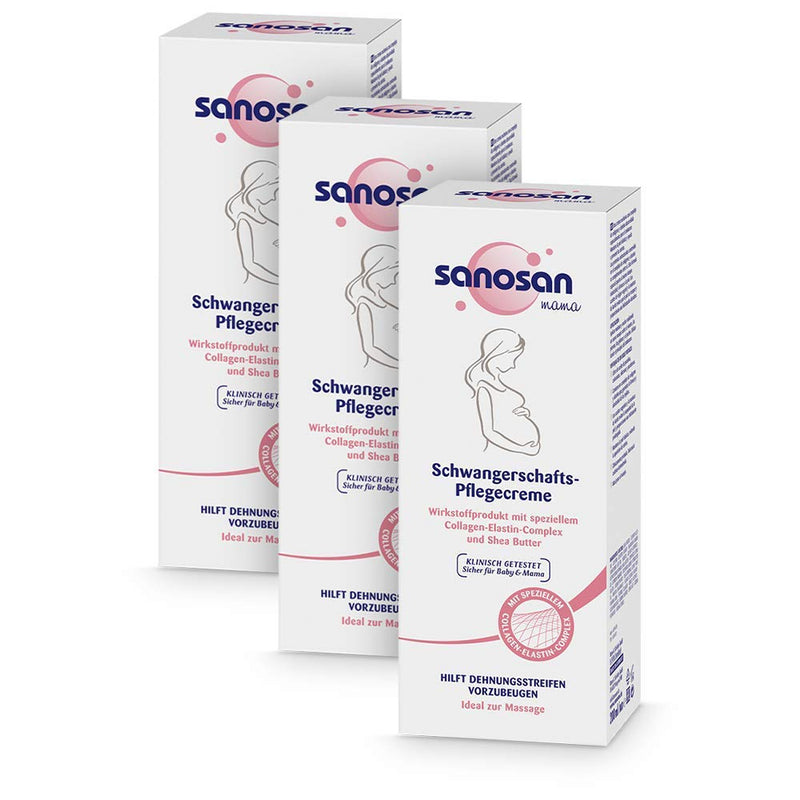 [Australia] - sanosan pregnancy cream clinically tested - prevents stretch marks and stretch marks - pregnancy care cream without paraffin oil, dyes, silicones and parabens (3x 200 ml) 3 pieces 