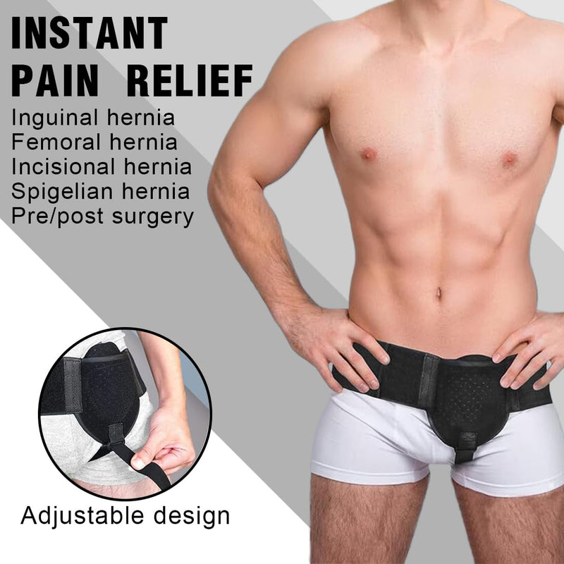 [Australia] - VURYAPI Inguinal Hernia Belt for Men and Women, Hernia Belt, Single-Sided Professional Inguinal Hernia Belt, Left or Right Side, Adjustable Hip Belt, Inguinal Hernia Support Band (Black 