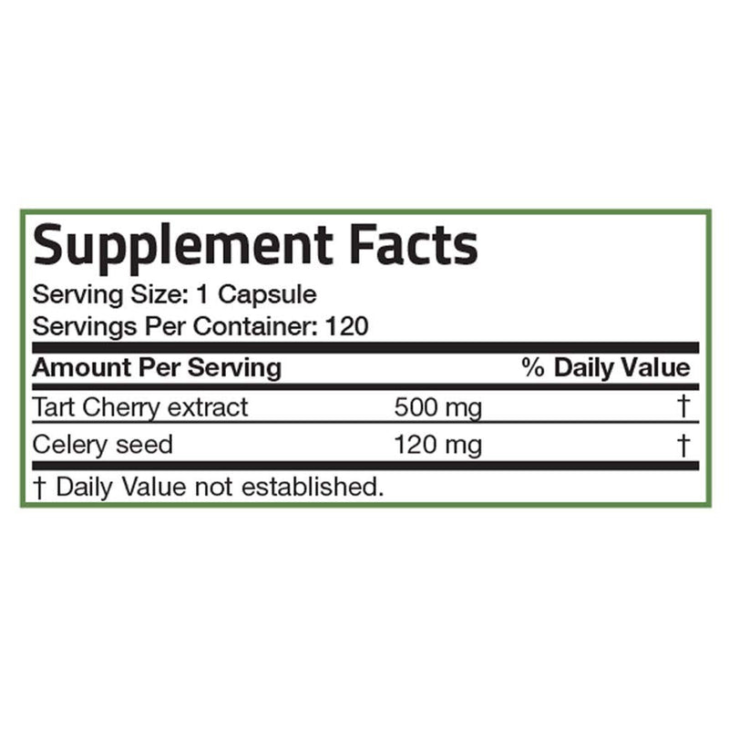 [Australia] - Bronson Tart Cherry Extract + Celery Seed Capsules - Powerful Uric Acid Cleanse, Joint Mobility Support & Muscle Recovery Supplement - Non GMO Formula, 120 Vegetarian Capsules Unflavoured 120 Count (Pack of 1) 