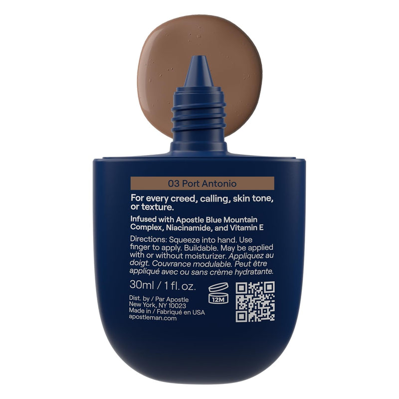 APOSTLE Reclaim Tinted Moisturizer for Men (3 Port Antonio) - Niacinamide, Vitamin E, Squalane, Hyaluronic Acid, Tinted Face Moisturizer For Men. Hydrates, Evens Skin Tone, 1 Fl. Oz. 03 Port Antonio